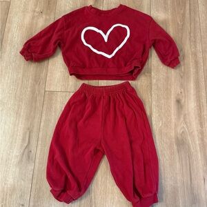 Red Heart Sweatshirt and Pants Set